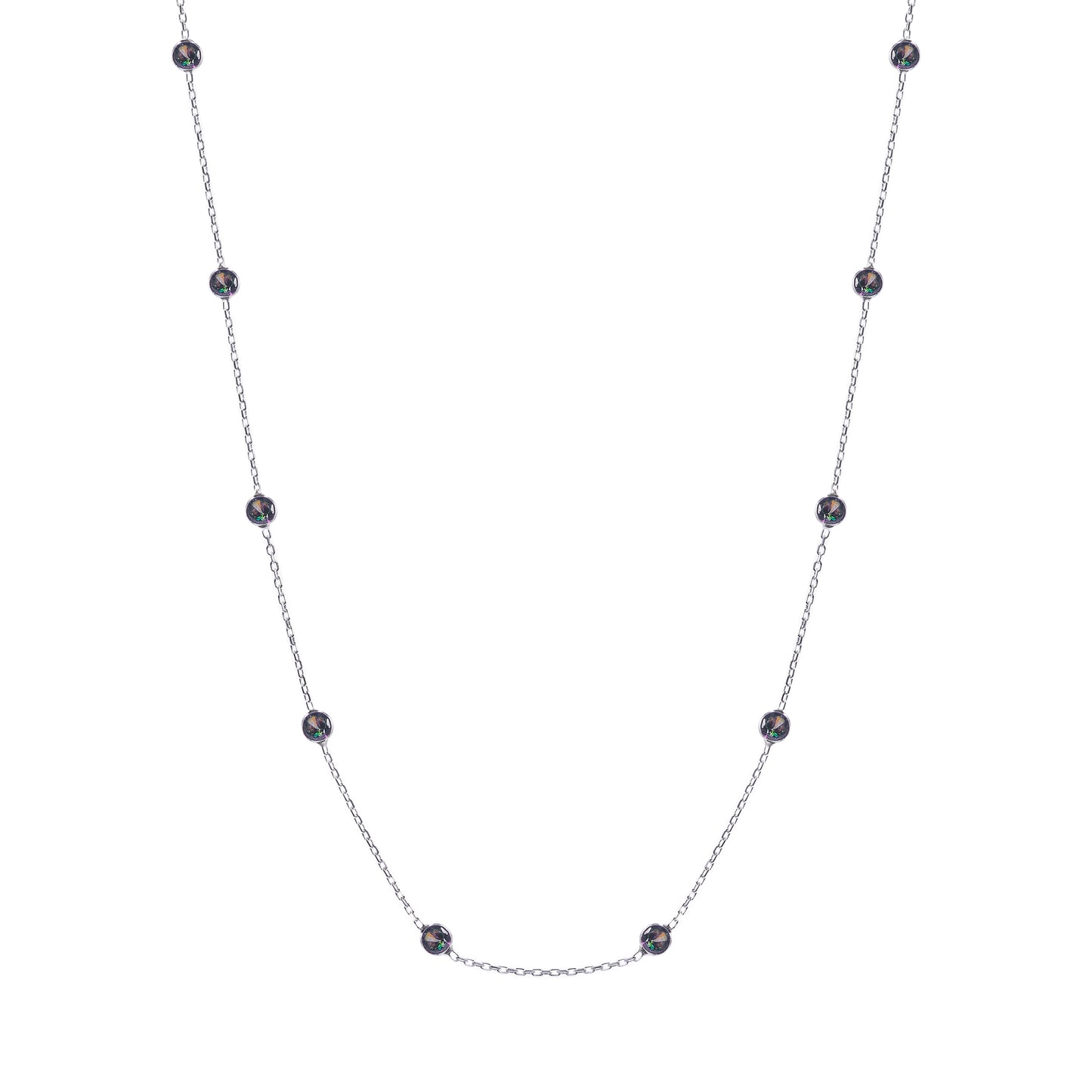 Colar Pedras Multicolor em Prata 925