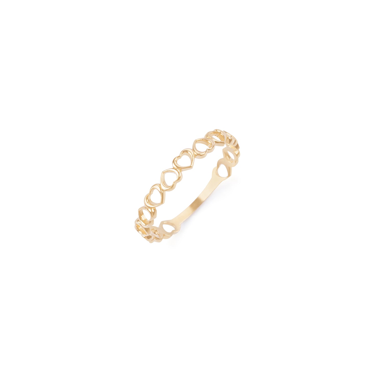 Anel Corações vazado em Ouro Amarelo 18k