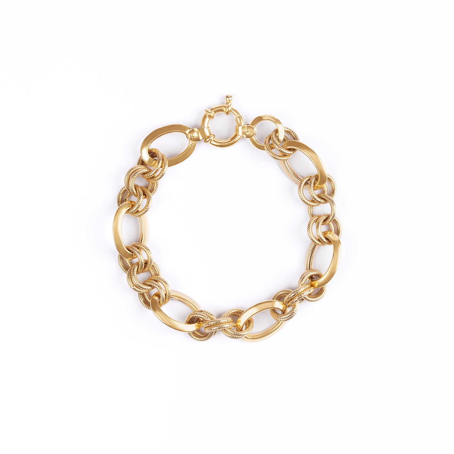 Pulseira Elo Oval com Elos Duplos em Ouro Amarelo 18k