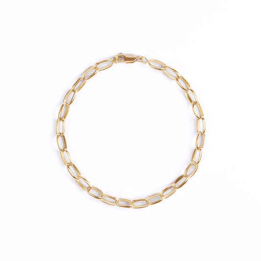 Pulseira Elo Oval em Ouro Amarelo 18k
