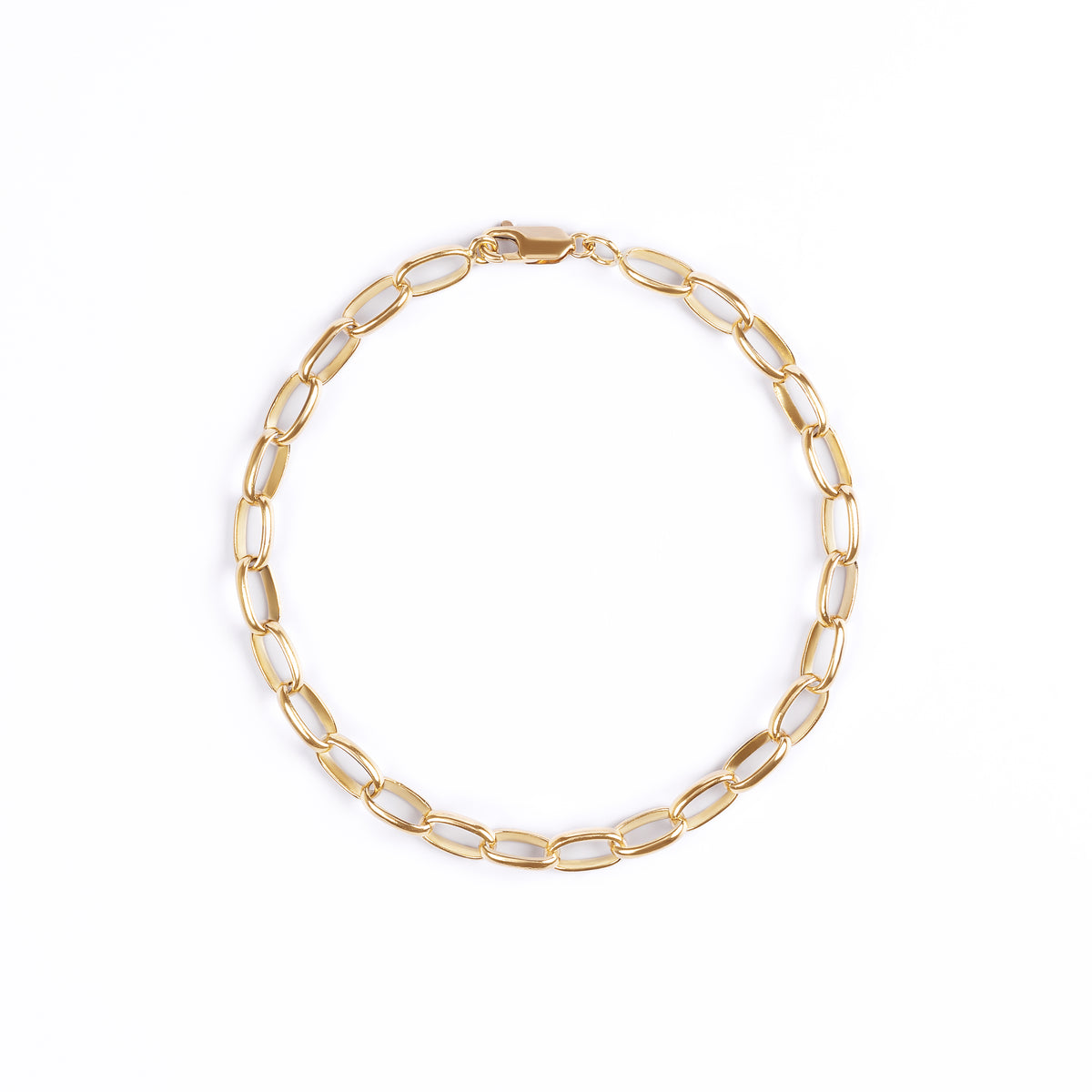 Pulseira Elo Oval em Ouro Amarelo 18k