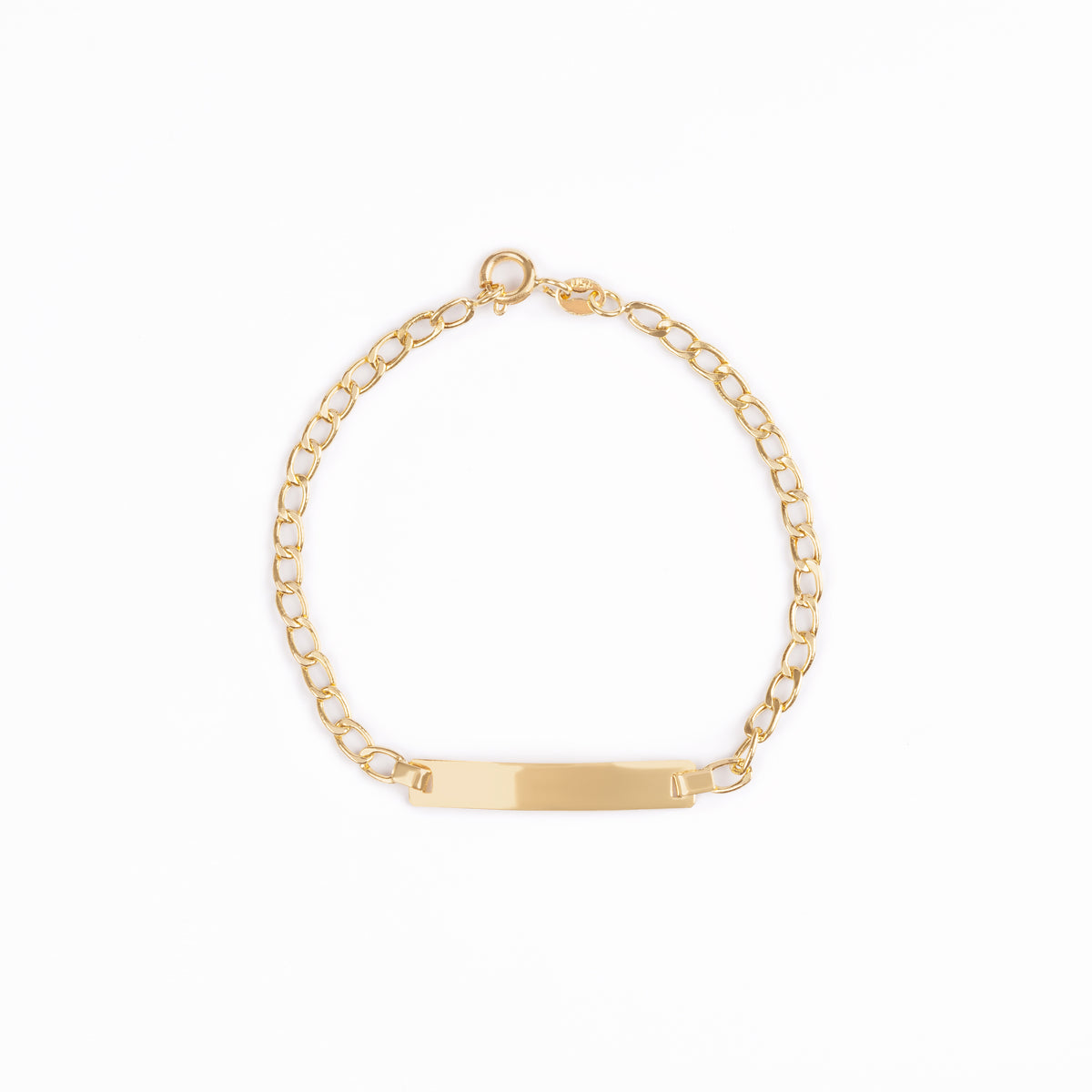 Pulseira Baby Plaquinha Oval em Ouro Amarelo 18k