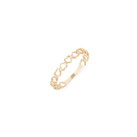 Anel Corações vazado em Ouro Amarelo 18k