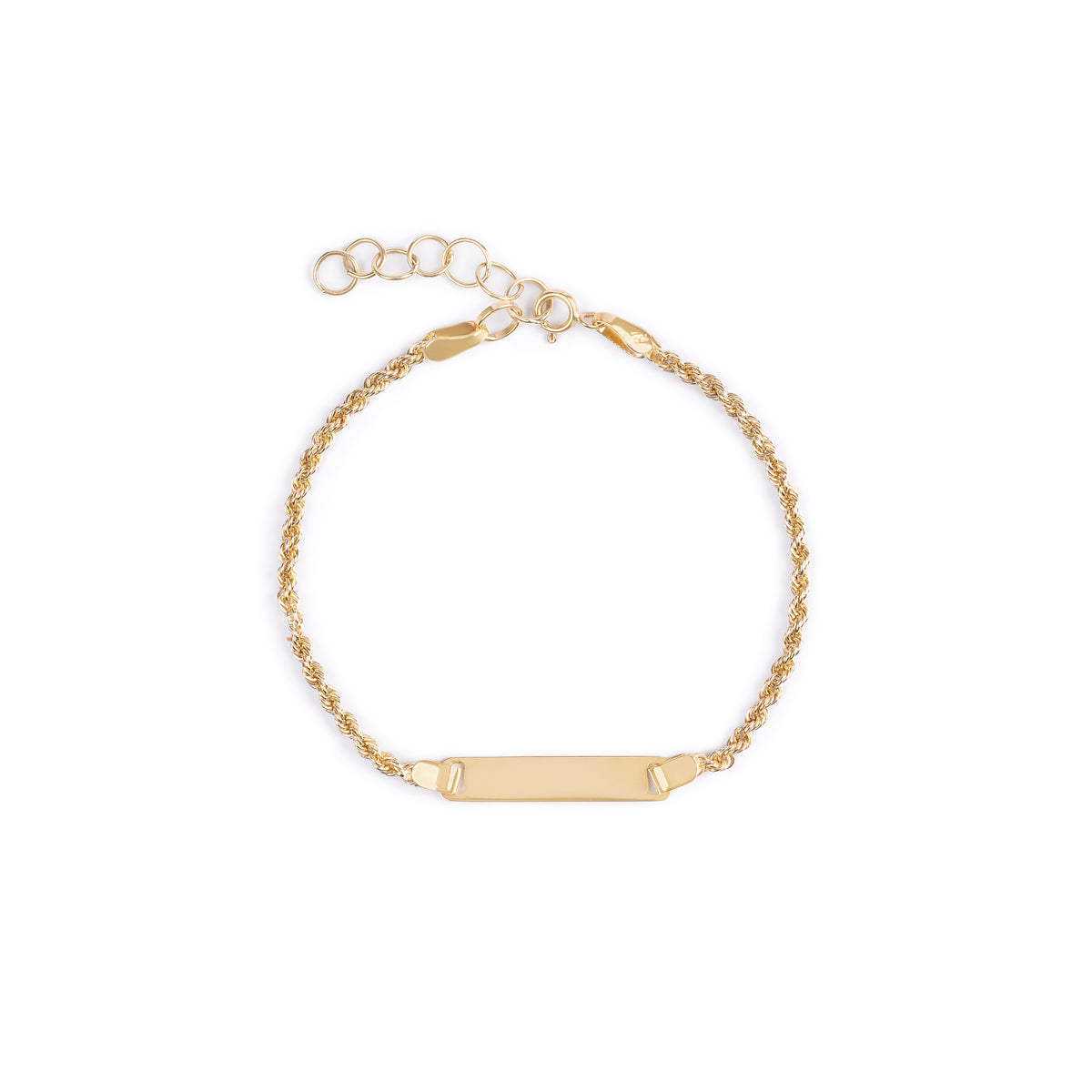 Pulseira Plaquinha Corda em Ouro Amarelo 18k