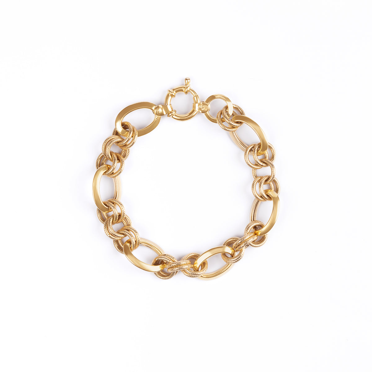 Pulseira Elo Oval com Elos Duplos em Ouro Amarelo 18k