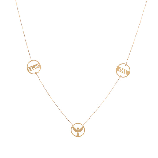 Colar Divino Espírito Santo em Ouro Amarelo 18k